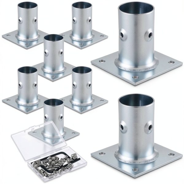 Galvanized Steel Flange 8 Pack Blulu for 1-5/8 OD Tubing, Table Mount-0