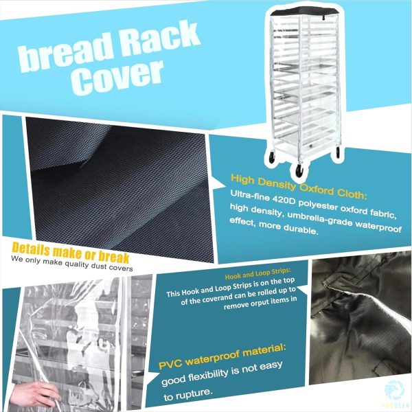 YOUSEEN Pan Bun Rack Cover 23" W x 28" D x 64" H Waterproof PVC-3