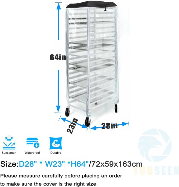 YOUSEEN Pan Bun Rack Cover 23" W x 28" D x 64" H Waterproof PVC-2