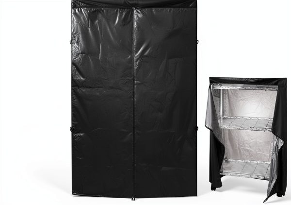Waterproof Dustproof Shelf Cover by QWORK for 48x19x72 Racks Black-0