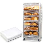 100 Pack Disposable Bun Pan Rack Covers, 53"x79" Clear Plastic Commercial Grade Food Safety Covers for Sheet Pans and Wire Racks-0