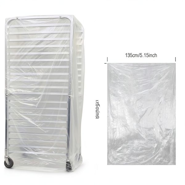 100 Pack Disposable Bun Pan Rack Covers, 53"x79" Clear Plastic Commercial Grade Food Safety Covers for Sheet Pans and Wire Racks-1